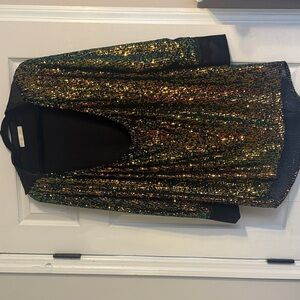 Elegant Black and Gold Sequin Long Sleeve Dress